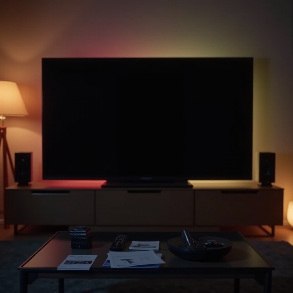 layar TV hitam dengan suara
